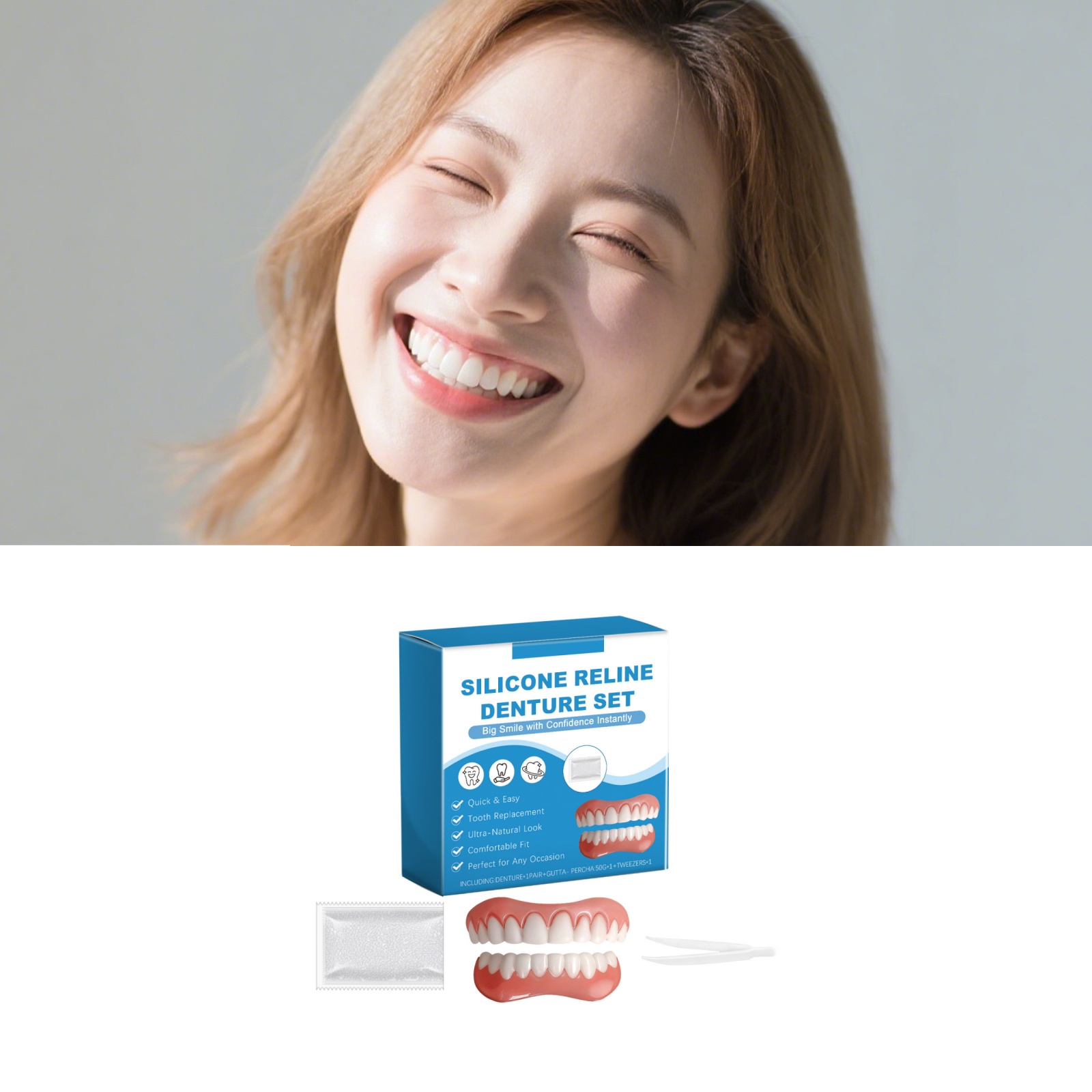 Denture Full Set Over Gums Kit - Full Cover Adhesive บทวิจารณ์และราคา
