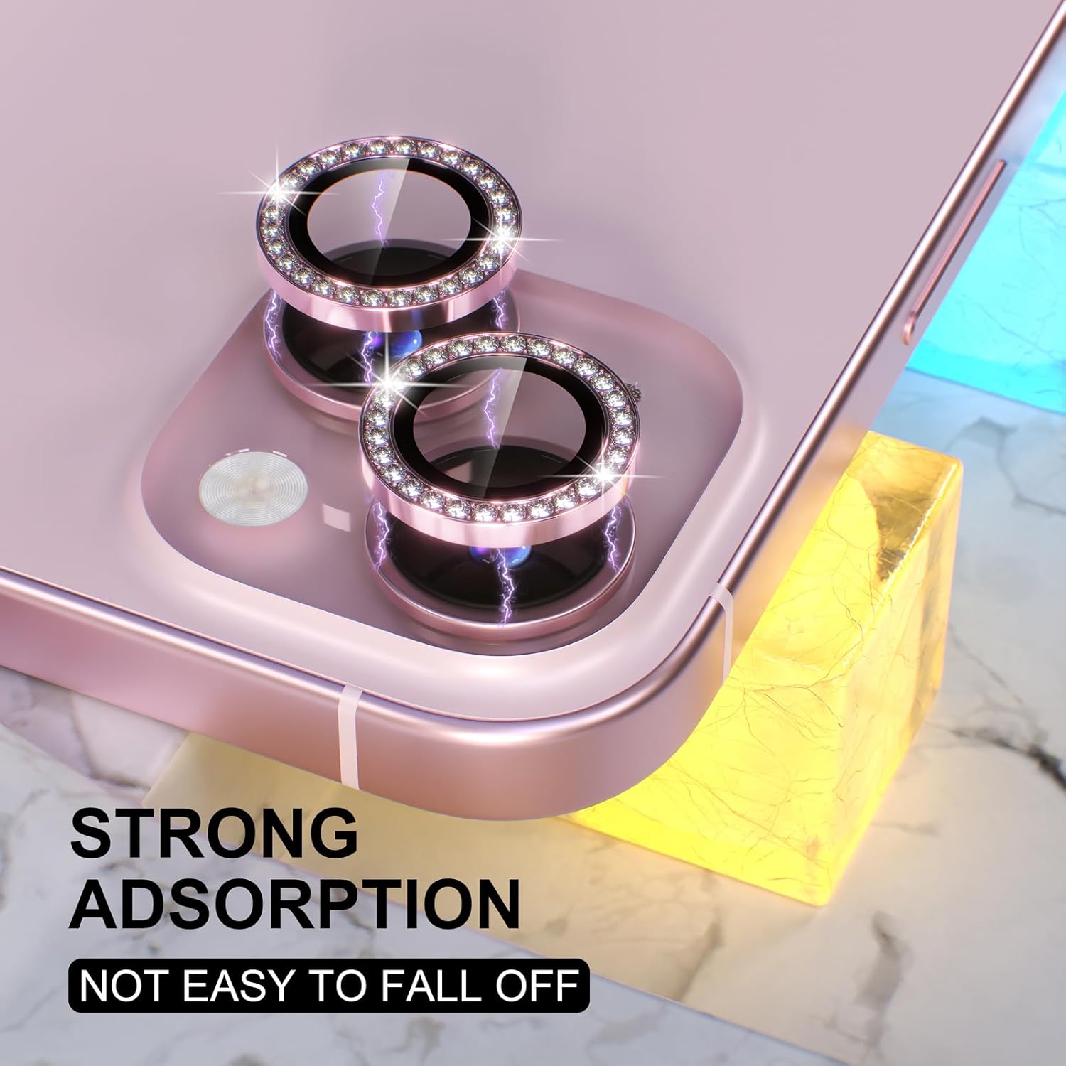 1PC Pink Glitter Diamond Camer - Tempered Glass Screen 9H บทวิจารณ์และราคา